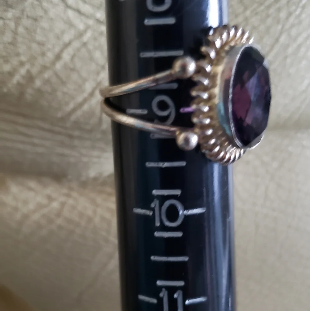 NWOT, SZ 9 Amethyst & Silver Ring, Handmade, Deep Purple, Beautiful Silver Work